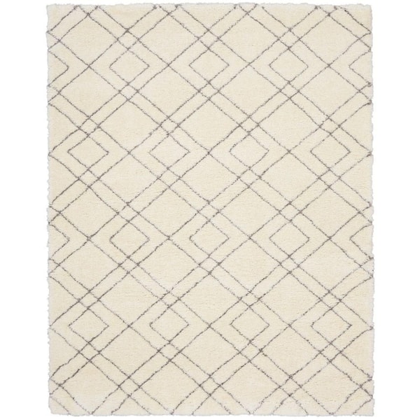 Dreamy Shag Ivory 7 ft. x 9 ft. Lattice Contemporary Area Rug