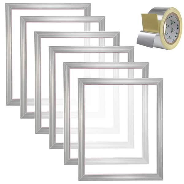 Screen Printing Kit, 6 Aluminum Silk Screen Frames, 20 x 24 in., 110 Mesh Count, High-Tension Nylon and Sealing Tape