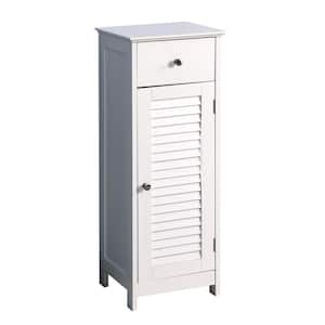 12.6 in. W x 11.81 in. D x 34.25 in. H White Floor Linen Cabinet with Drawer and Single Shutter Door
