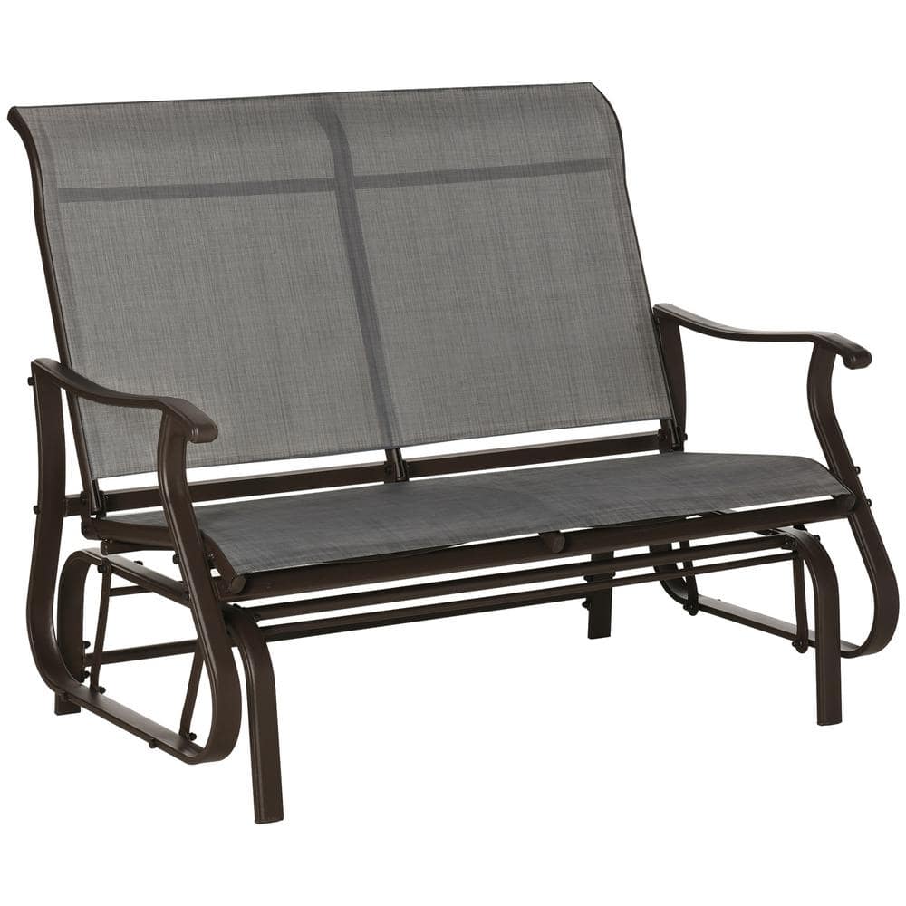 2-Person Metal Outdoor Glider Bench Patio Rocking Chair Loveseat Arm Chair 