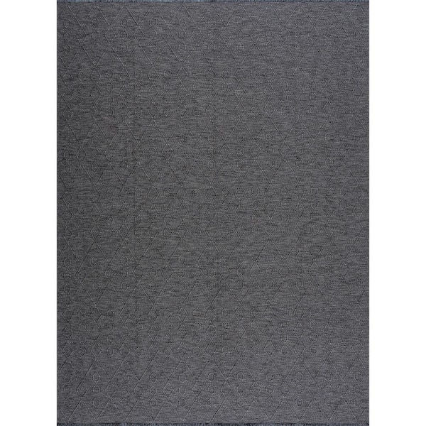 Tayse Rugs Alma Dark Gray 8 ft. x 10 ft. Geometric Machine Washable Indoor Area Rug