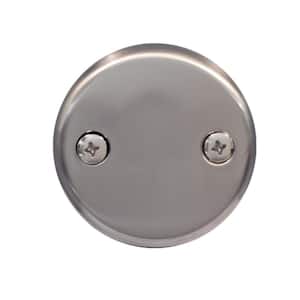 3-1/8 in. Two-Hole Bathtub Overflow Faceplate and Screws, Satin Nickel