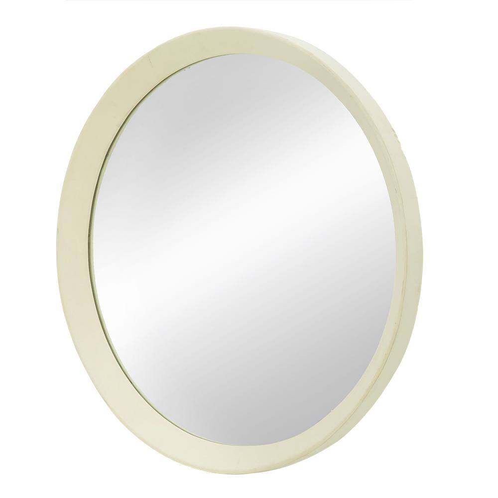 20 in. W x 20 in. H Small Round Mango Wood Framed Wall Bathroom Vanity Mirr