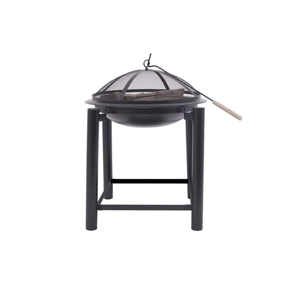 21.5" Black Round Steel Wood Burning Fire Pit