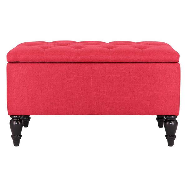 Maypex 29 in. Red Upholstered Ottoman Storage Bench