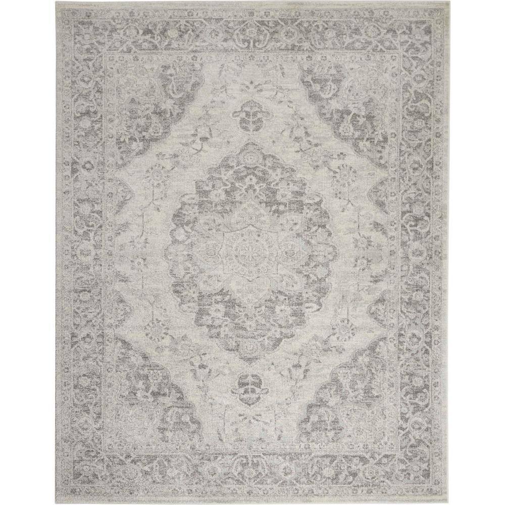 Nourison Tranquil Ivory Grey 9 Ft X 12, White Persian Rug