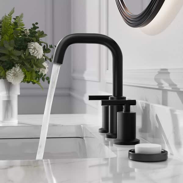 8 in. Widespread 2-Handles Bathroom Sink Faucet with Full-Copper Pop Up Drain and Valve
