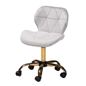 Savara Grey and Gold Velvet Fabric Seat Task Chair