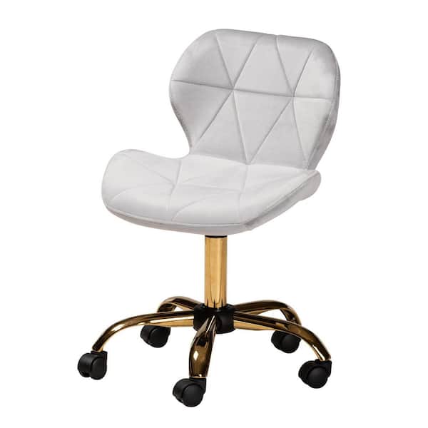 Baxton Studio Savara Grey and Gold Velvet Fabric Seat Task Chair