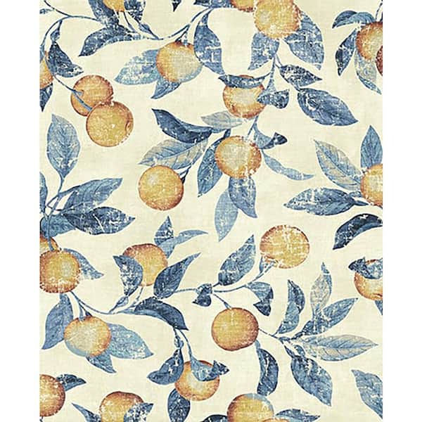 Honey Bell Fruit Tangerine Vinyl Peel and Stick Wallpaper Roll (Covers 30.75 sq. ft. )