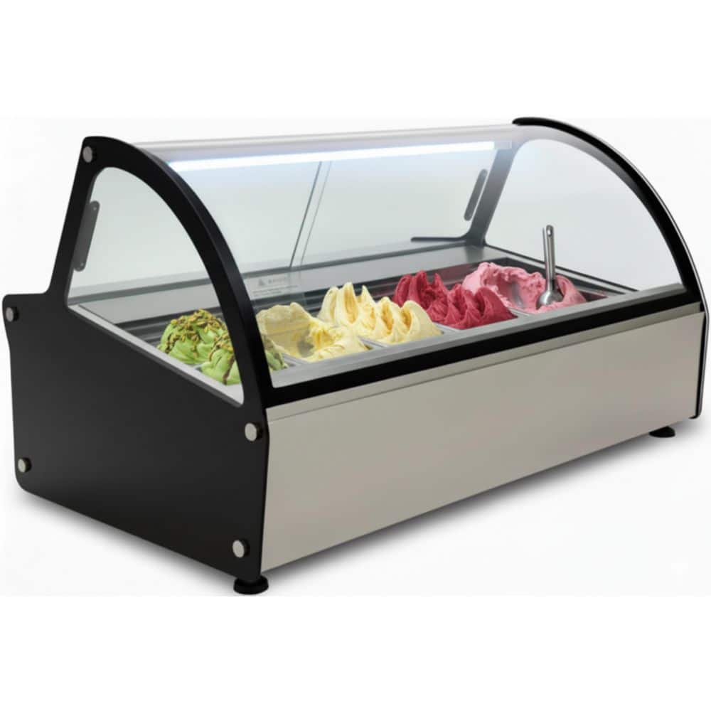 41.3 in. 4.3 cu. ft. Manual Defrost Commercial Gelato Showcase Dipping 6 Pans Ice Cream Chest Freezer EDW6 in Black