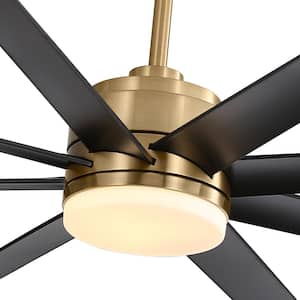 Howell 65 in. Indoor Integrated LED Matte Black Ceiling Fan with Glass Light Kit and Remote Control Included