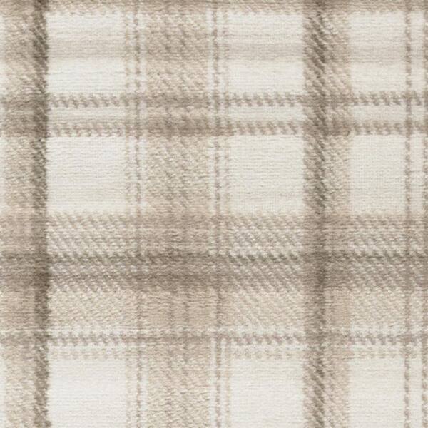 2 x 12 Beige Plaid Power Loom Runner Rug