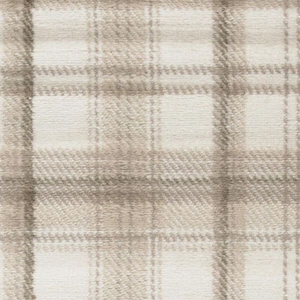 12' Ivory Plaid Power Loom Runner Rug