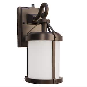Onesync Landscape Bronze Dusk-To-Dawn Outdoor Hardwired Round Wall Lantern Sconce with Integrated LED Multi-CCT+RGB