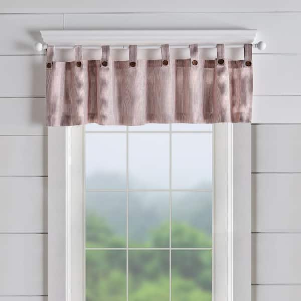 Elrene Tucker Red Ticking Stripe Cotton 60(in)x15(in) Tab Top Window Valance