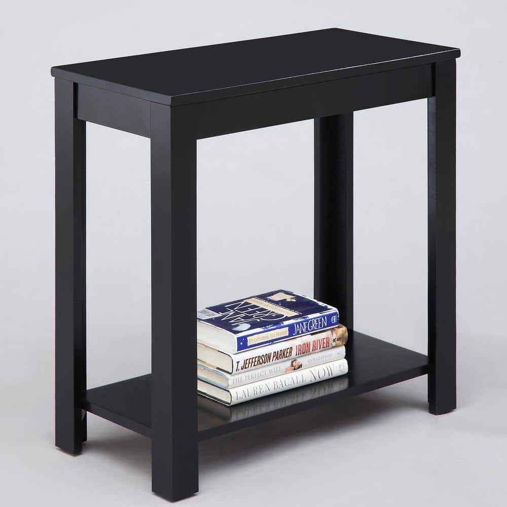 24 in. H Black Rectangle Wood Chairside End Table - thumbnail 7