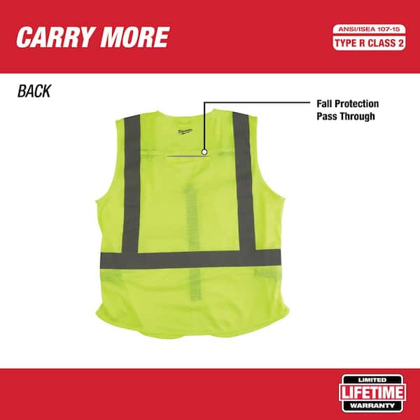 Milwaukee Large/x-large Yellow Class 2 High Visibility Safety Vest 10 Pocket T1 for sale online 