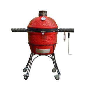 Classic Joe II 18 in. Charcoal Grill in Red with Cart, Side Shelves, Grill Gripper, and Ash Tool