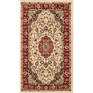 Barclay Medallion Kashan Ivory 2 ft. x 4 ft. Traditional Area Rug