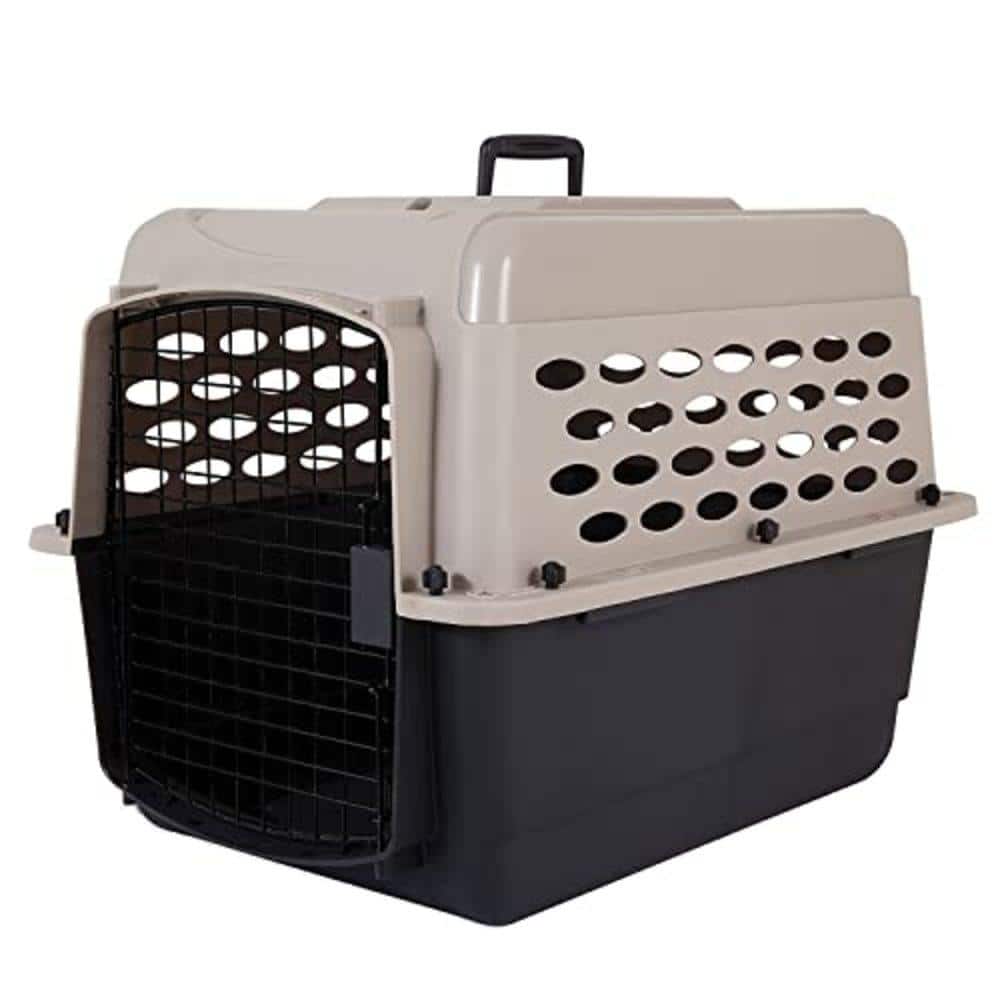 Petmate® Vari Plastic Travel Dog Kennel 28  Small/Medium Dog Crate for Pets 20-30 lbs  Taupe/Black