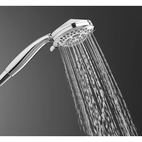 Hydrofocus 6-Spray 4.5 in. Single Wall Mount Handheld Rain Shower Head in Brushed Nickel