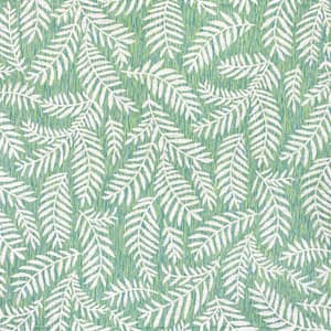 Nevis Palm Frond Cream/Green 5 ft. Square Indoor/Outdoor Area Rug