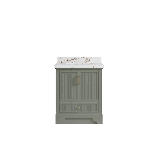 Willow Collections Alys 30 in. W x 22 in. D x 36 in. H Single Sink Bath Vanity Center in Evergreen with 2 in. Viola Brown Top