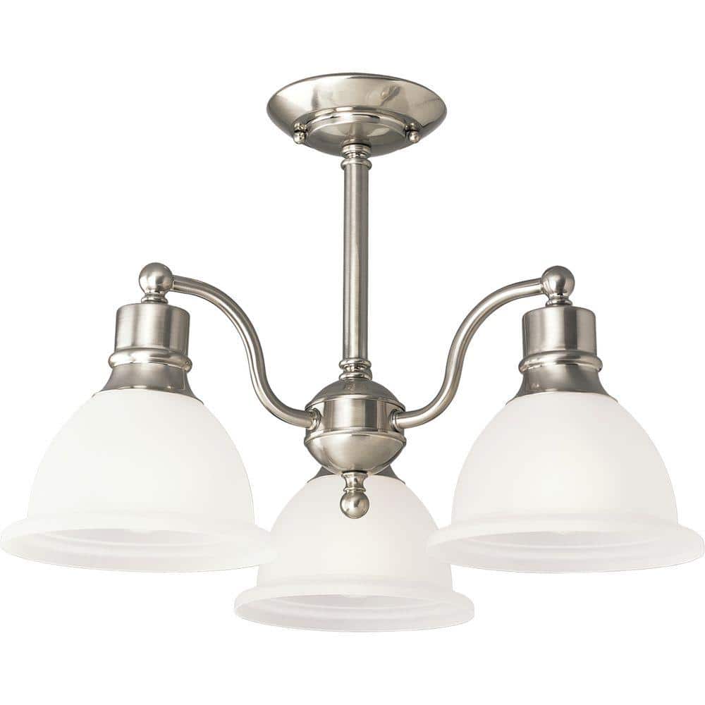 Progress Lighting Madison Collection 20.75 in. 3-Light Brushed Nickel Semi-Flush Mount for Bedrooms P3663-09 Sansujyuku sansujyuku.com