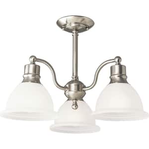 Madison Collection 20.75 in. 3-Light Brushed Nickel Semi-Flush Mount for Bedrooms