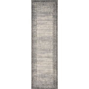 Austen Pebble/Charcoal 2 ft. 4 in. x 8 ft. Modern Abstract Runner Rug