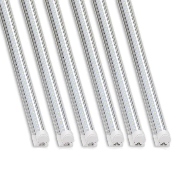 6ft 60-Watt T8 LED Shop Light, 8500LM 5000K Daylight Linkable Light w Clear Cover for Warehouse Workshop Basement 6 Pck