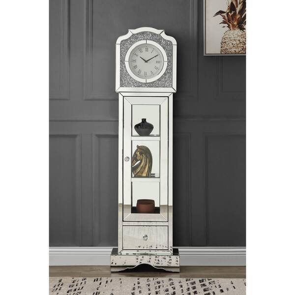 Acme Furniture Noralie Grandfather Clock in Mirrored and Faux 