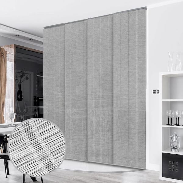 Airo Cordless Semi-Sheer Adjustable Sliding Window Panel Track with 23 in. Slats Up to 86 in. W x 96 in. L