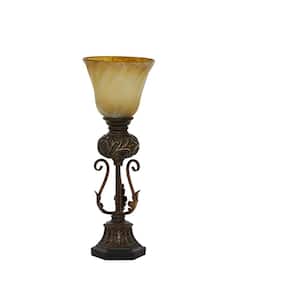 20 in. Brown Metal Antique Style Floor Lamp with Scrolls