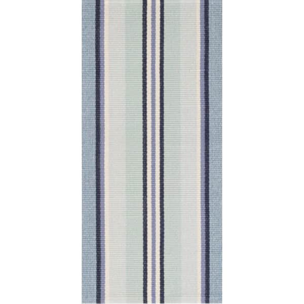 3 ft. x 8 ft. Blue Barbados Stripe Handwoven Cotton Indoor Runner Rug