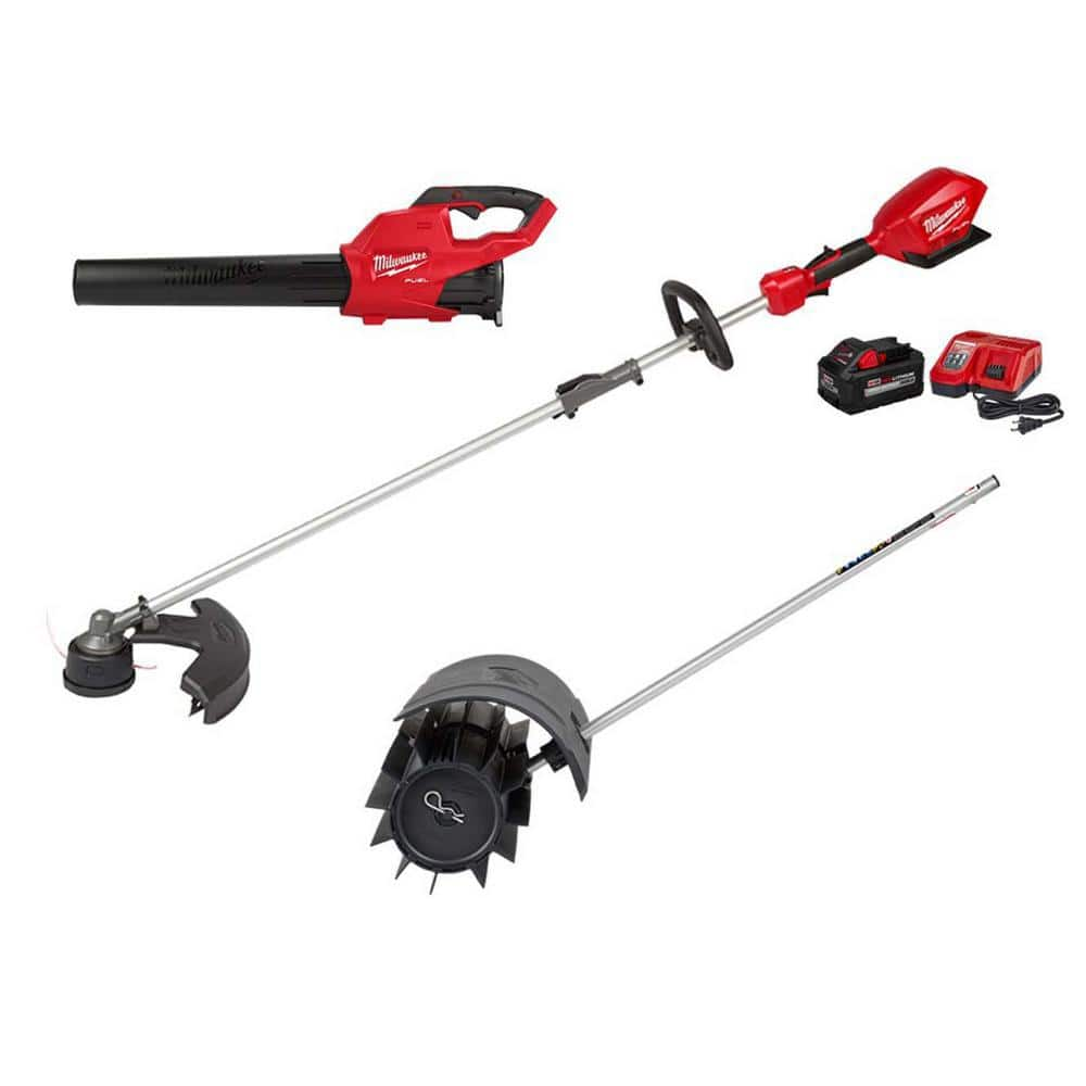 M18 FUEL 18V Lithium-Ion Brushless Cordless Electric String Trimmer/Blower Combo Kit with Rubber Broom (3-Tool) -  Milwaukee, 3000-2740