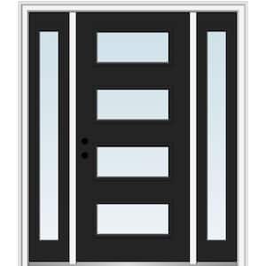 64.5 in. x 81.75 in. Celeste Right-Hand Inswing 4-Lite Clear Low-E Painted Steel Prehung Front Door with Sidelites