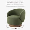 Spruce & Spring Noah Green Performance Fabric Swivel Accent Chair Modern Upholstered Round Barrel Arm Chair for Bedroom or Living Room SSAC72950-SD662-09