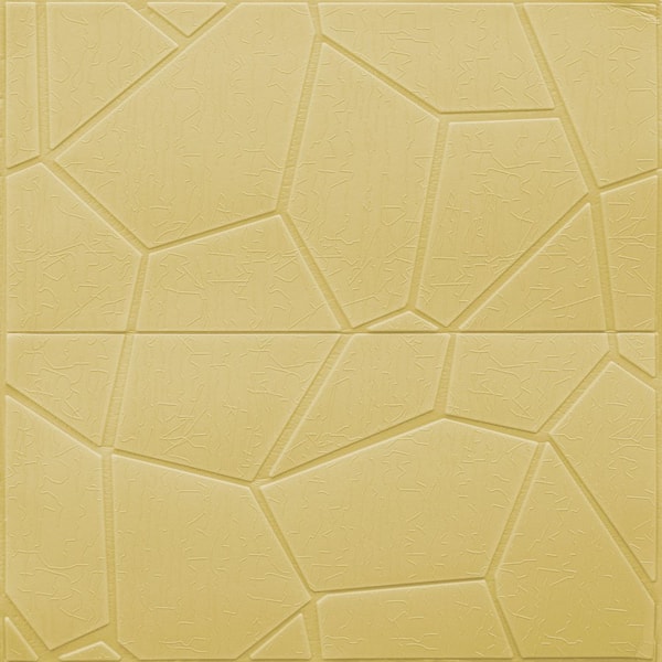 Dundee Deco Falkirk Markinch 1/4 in. x 27.6 in. x 27.6 in. Yellow PE Foam Peel and Stick 3D Decorative Wall Panel