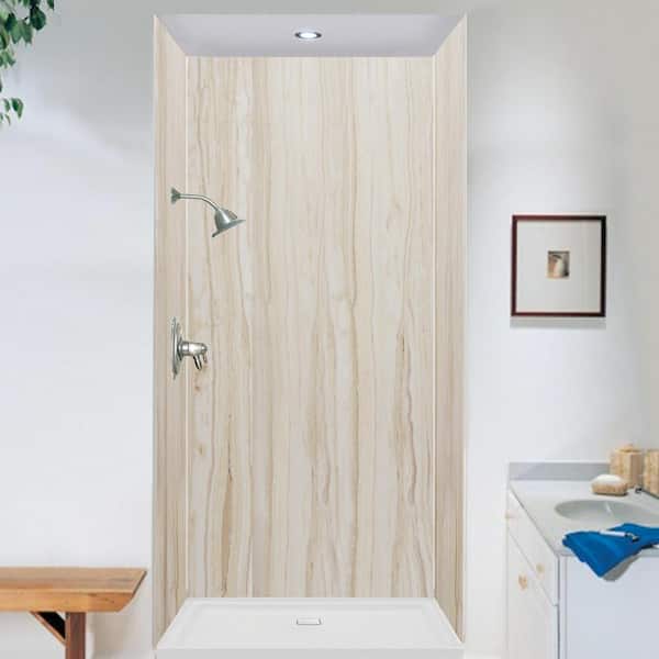 Transolid Expressions 36 in. x 36 in. x 96 in. 4-Piece Easy Up Adhesive Alcove Shower Wall Surround in Sorento