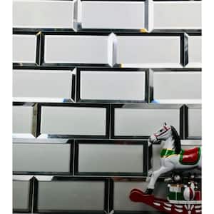 Reflections Silver 3 in. x 6 in. Beveled Matte Glass Mirror Subway Wall Tile (8 sq. ft./Case)
