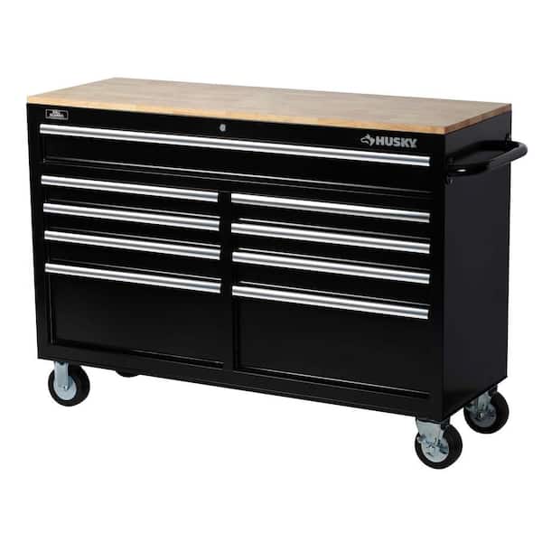 Husky 52 in. W 9-Drawer Mobile Workbench, Black