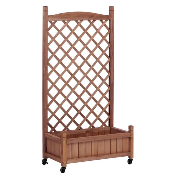 JimsMaison Wood Raised Planter Box with Trellis (2-Pack)