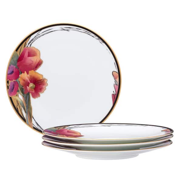Noritake Alluring Fields 8.75 in. (White) Porcelain Salad Plates, (Set of 4)