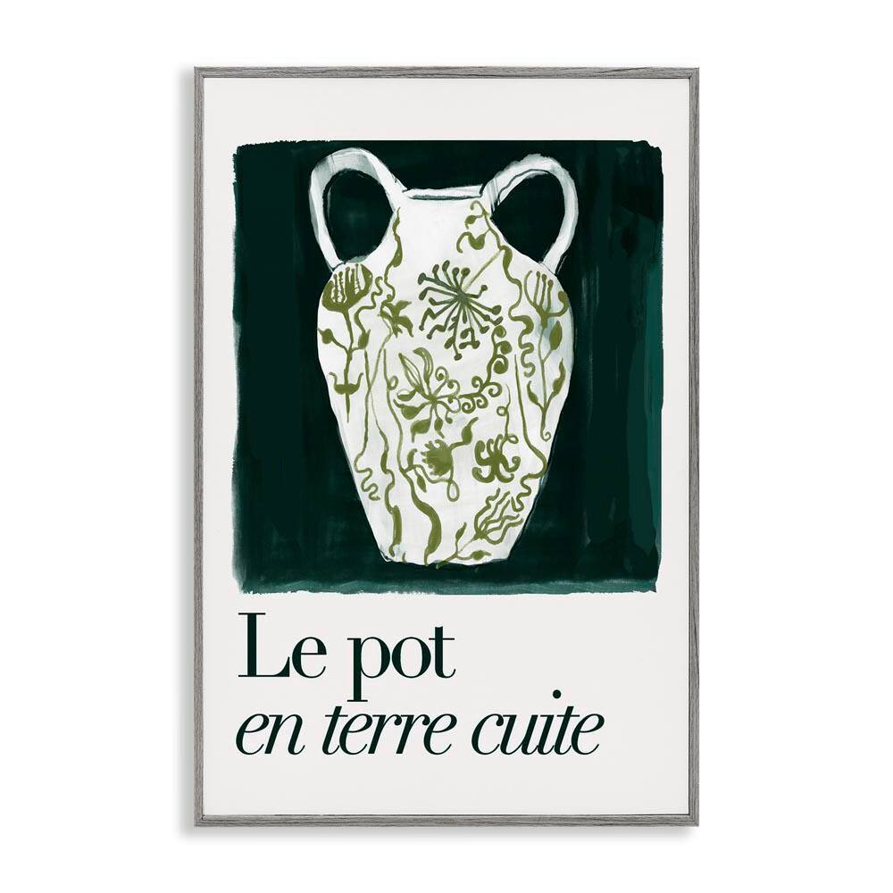 Floral Pot Vase by cartissi Gray Framed Typography Giclee Art Print 18 in. x 12 in. price history on PriceWatchPro