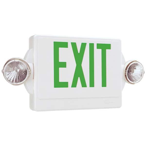 Lithonia Lighting Quantum 2-Light LED Polycarbonate Emergency Exit Sign/Fixture Unit Combo
