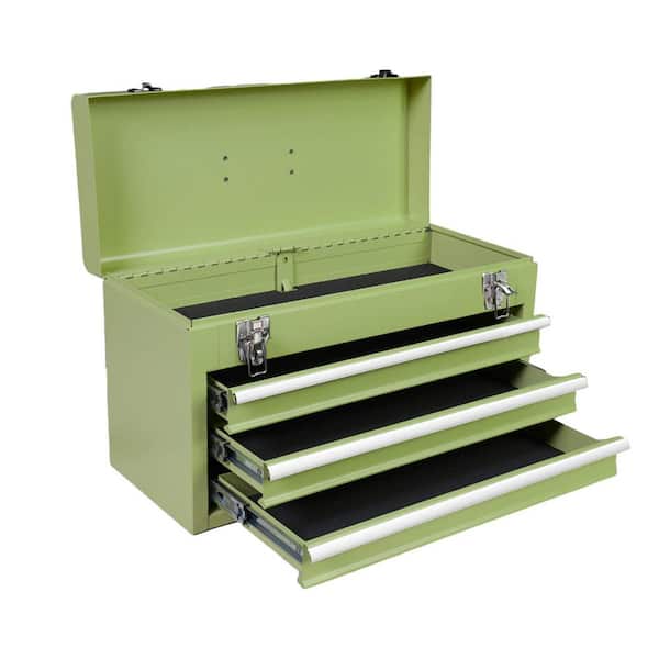 detox3箱 Big Red 20 in. Portable 3-Drawer Steel Tool Box with Metal