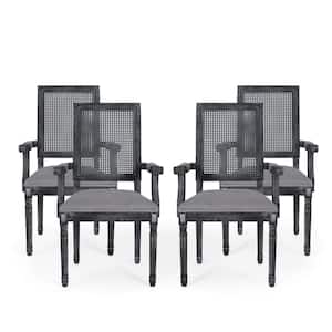 Aisenbrey Gray Wood and Cane Arm Chair (Set of 4)