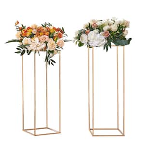 2-Piece 31.5 in. 80 cm High Wedding Flower Stand, with Acrylic Laminate, Metal Vase Column Geometric Centerpiece Stands